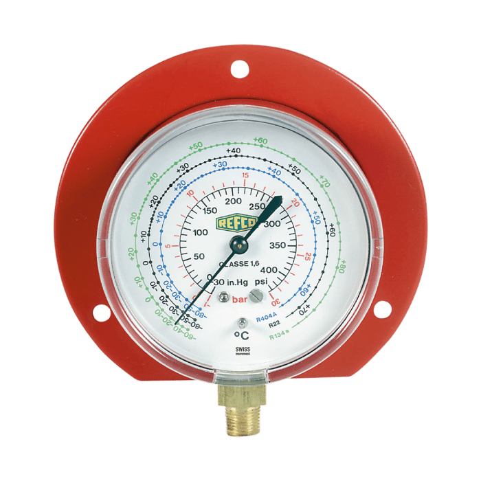Refco Rohrfeder-Manometer ø 80mm 1/4"SAE M2-286-DS-R134a-1/4SAE - Detail 1