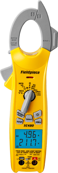 Fieldpiece 600A, Zangenmessgerät Dual Anzeige | Leistung SC480INT - Detail 1