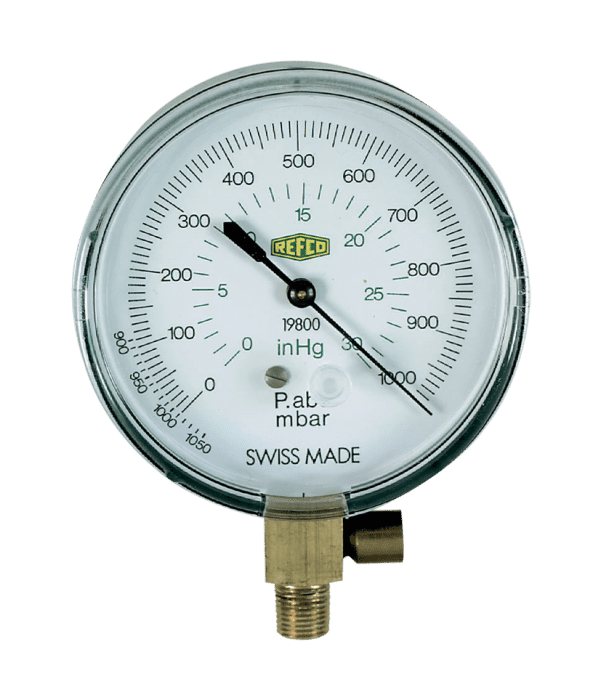 Refco Vakuummeter 19800-SV Durchmesser 80 mm 1/8" NPT mit Sicherheitsventil - Detail 1