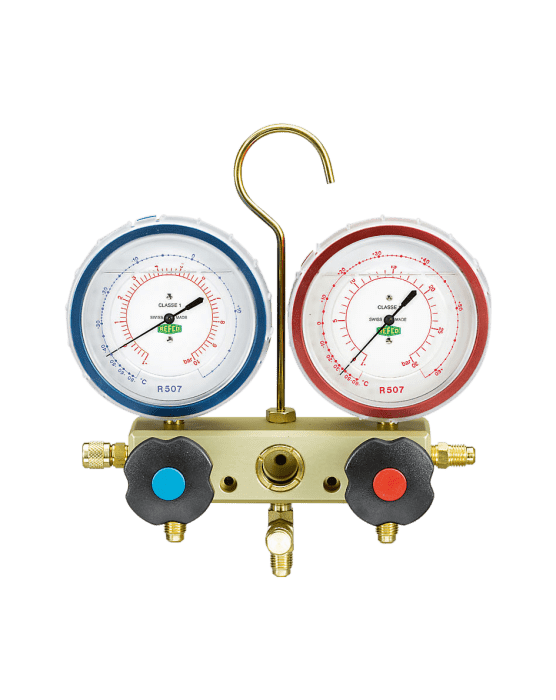 Refco 2-Weg Monteurhilfe M2-3-DELUXE-DS-SUPER mit ölgefüllten R5 Metallbalgmanometer - Detail 1