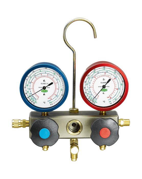 Refco 2-Weg Monteurhilfe M2-3-DELUXE-M-R12 mit ölgefüllten R3 Metallbalgmanometer - Detail 1