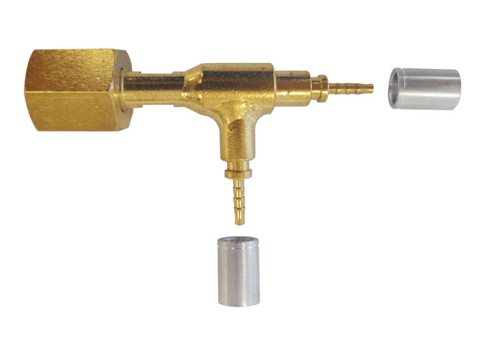 ZEC Pressanschluss T-Stück DN2 2xSchlauchanschlüsse, 1x 1/4", seitlich, Preis per Stück - Detail 1