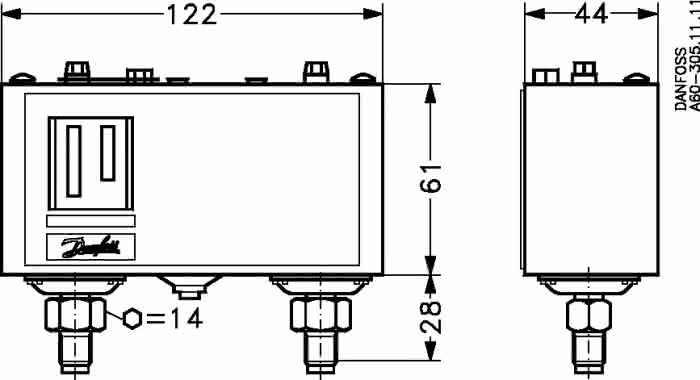 Danfoss Druckschalter KP7ABS M/32 8 bis 32bar, 8 bis 32bar, M10 x 0,75 Anschluss - Detail 1