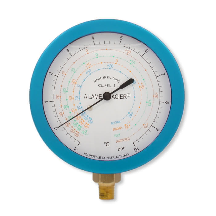 Blondelle ND-Manometer 80mm 1/8" NPT unten -1 - 10bar für R134a, R404A - Detail 1