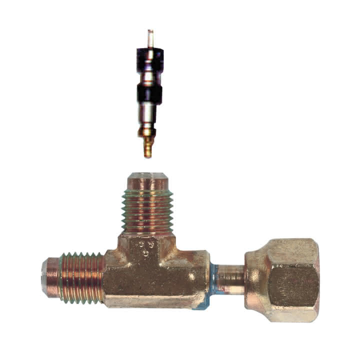 ITE T-Stück Schrader MV-9628 Messing 2x1/4" SAE aussen 1x1/4" SAE innen - Detail 1
