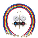 Refco 2-Weg Monteurhilfe BM2-6DS-HEATPUMP mit 5 Füllschläuchen 1/4"SAE & 5/16"SAE, 36"/90cm für R32, R290 & R410A